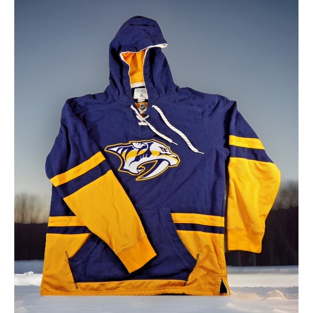 Nashville Predators CCM Pullover Hoodie Mens XL Blue NHL Hockey‎ Pockets